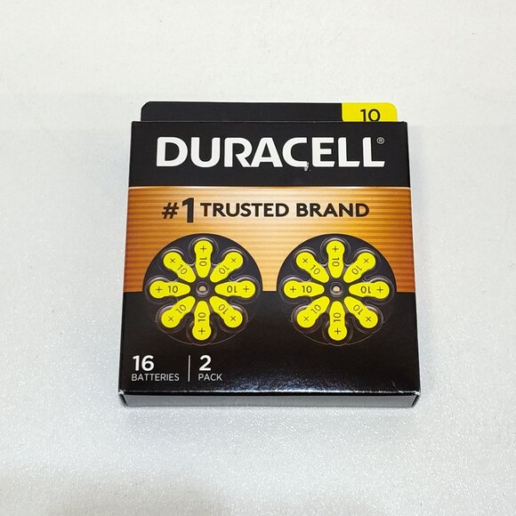 Duracell Size 10 Hearing Aid Batteries Zinc Air 1.45V 16-Pack Long-Lasting Power - Picture 1 of 6
